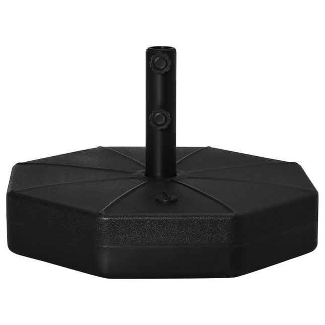 Octagonal Garden Parasol Base Stand with Water or Sand Fill, Fits 38-48mm Poles - Black