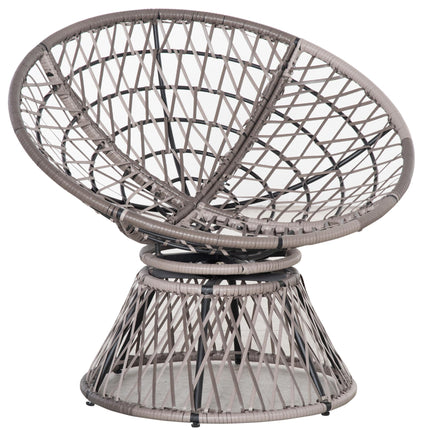 360° Swivel Oversized Rattan Papasan Moon Bowl Lounge Chair with Padded Cushion - Grey