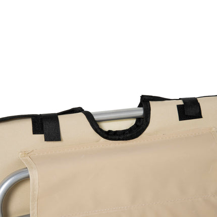 Set of 2 Foldable Adjustable Garden & Beach Chair Mats with Metal Frame and Head Pillow - Beige