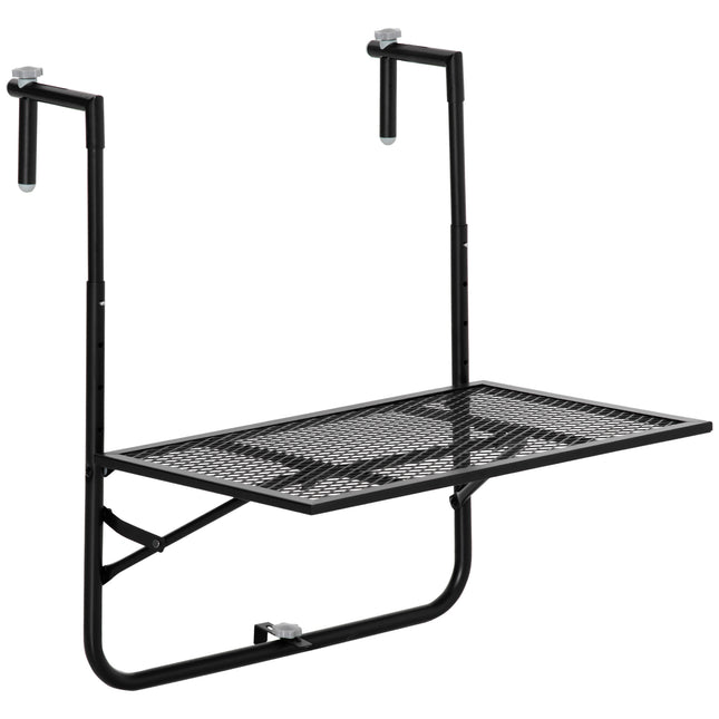 Adjustable Folding Balcony Hanging Table Wall Mount Desk for Patio and Garden - Black