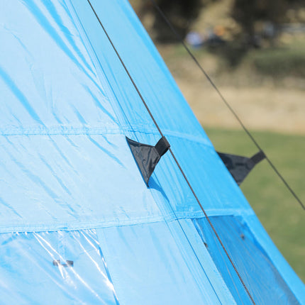 6 Person Camping Tipi Tent with Mesh Windows and Carry Bag - Blue
