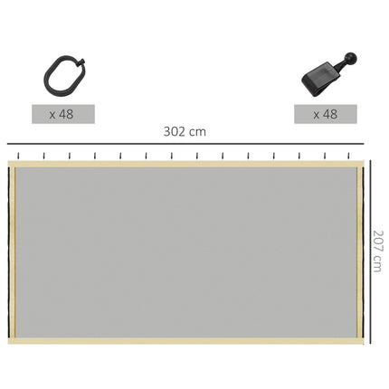 302 x 207cm Universal Replacement Mesh Sidewall Netting for Gazebos and Canopy Tents, (Sidewall Only) Beige