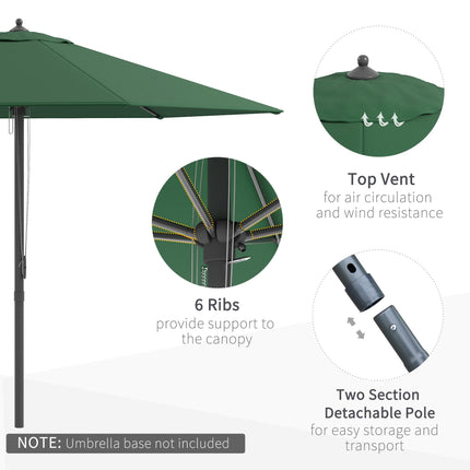 2.8m Patio Parasol with UV Resistant Canopy - Green