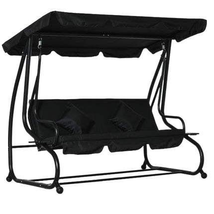 Three-Seater Garden Swing Bed - Black