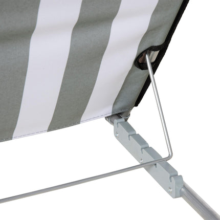 Set of 2 Foldable Outdoor Garden Beach Chair Mats with Adjustable Back and Head Pillow - Light Grey