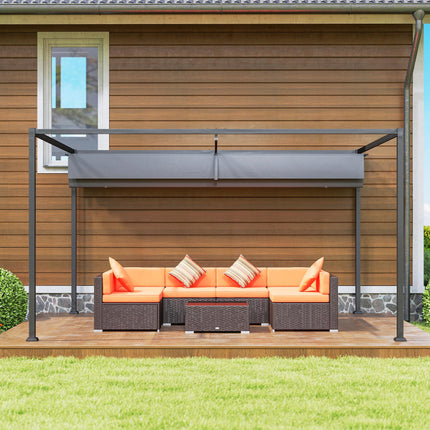 4 x 3m Metal Pergola Gazebo with Retractable Canopy Patio Sun Shelter - Grey