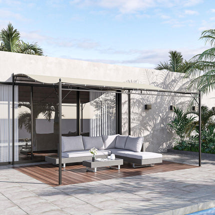 4 x 3 Meters Canopy Metal Wall Gazebo Awning Garden Marquee Shelter Door Porch -