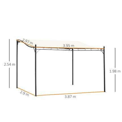 4 x 3 Meters Canopy Metal Wall Gazebo Awning Garden Marquee Shelter Door Porch -
