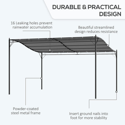 4 x 3 Meters Canopy Metal Wall Gazebo Awning Garden Marquee Shelter Door Porch -