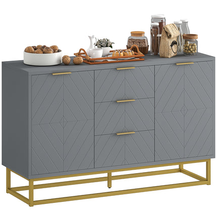 Sideboard with 3 Drawers and Adjustable Shelves for Living Room - Grey