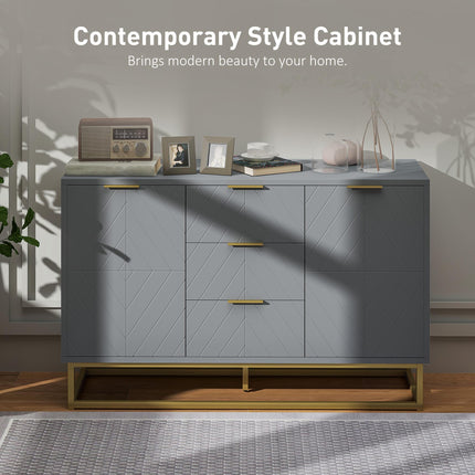 Sideboard with 3 Drawers and Adjustable Shelves for Living Room - Grey