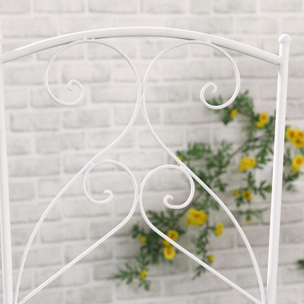3 Piece Garden Bistro Set with Foldable White Metal Mosaic Table and Chairs - White