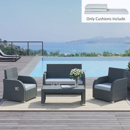 3 Piece Outdoor Rattan Seat Cushion Set - Grey