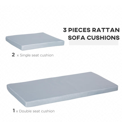 3 Piece Outdoor Rattan Seat Cushion Set - Grey