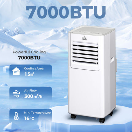 7000 BTU Portable Mobile Air Conditioner with Remote, LED Display, Cooling, Dehumidifying & Ventilating - White