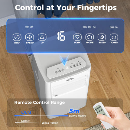 7000 BTU Portable Mobile Air Conditioner with Remote, LED Display, Cooling, Dehumidifying & Ventilating - White