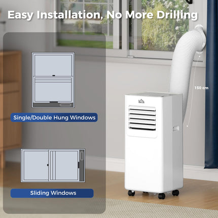 7000 BTU Portable Mobile Air Conditioner with Remote, LED Display, Cooling, Dehumidifying & Ventilating - White
