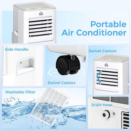 7000 BTU Portable Mobile Air Conditioner with Remote, LED Display, Cooling, Dehumidifying & Ventilating - White