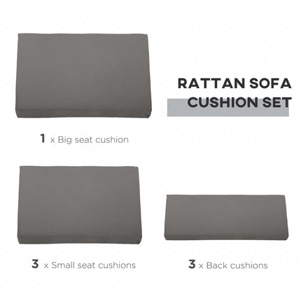 Outdoor Cushion Pad Set for Rattan Furniture, 7 Piece Garden Furniture Cushions
