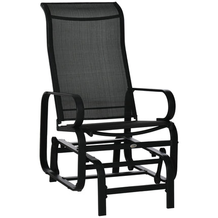 Outdoor Gliding Rocking Chair with Metal Frame and High Back - Black