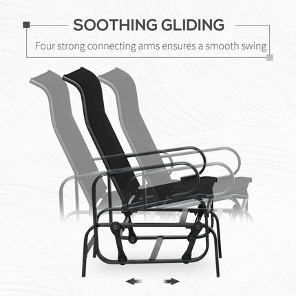 Outdoor Gliding Rocking Chair with Metal Frame and High Back - Black