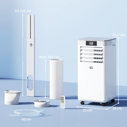 7000 BTU Portable Mobile Air Conditioner with Remote, LED Display, Timer - White