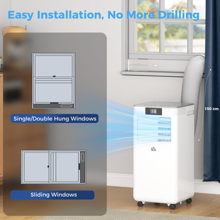 7000 BTU Portable Mobile Air Conditioner with Remote, LED Display, Timer - White