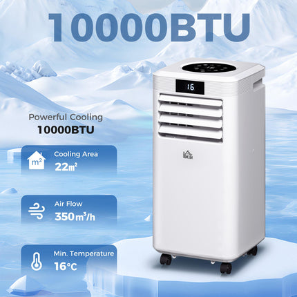 10000 BTU Portable Air Conditioner with Remote, LED Display, Timer – White