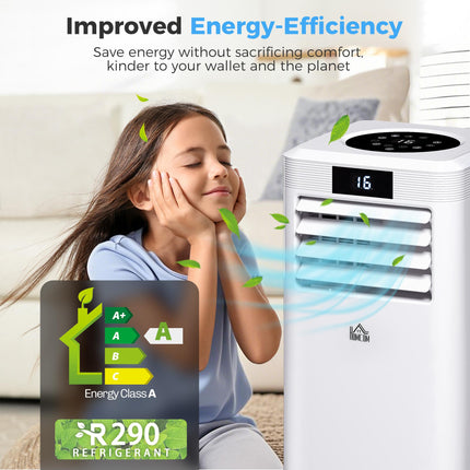 10000 BTU Portable Air Conditioner with Remote, LED Display, Timer – White