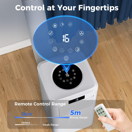 10000 BTU Portable Air Conditioner with Remote, LED Display, Timer – White