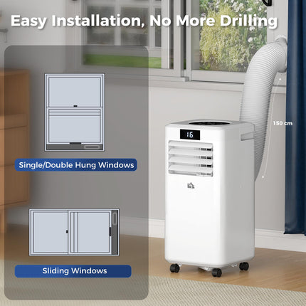 10000 BTU Portable Air Conditioner with Remote, LED Display, Timer – White