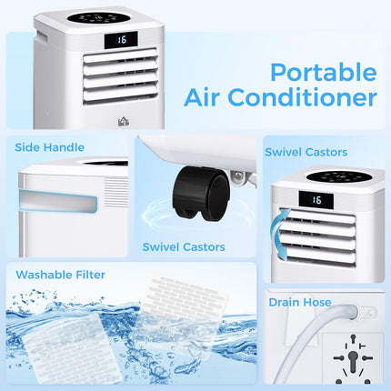 10000 BTU Portable Air Conditioner with Remote, LED Display, Timer – White