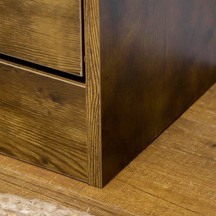 Slim Shoe Cabinet with 2 Flip Doors, 2 Drawers & Adjustable Dividers, Entryway Storage Unit - Rustic Brown