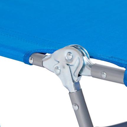 Adjustable Beach Chaise Lounge with Face Cavity & Arm Slots, Portable Reclining Sun Lounger 5-Position Backrest - Blue