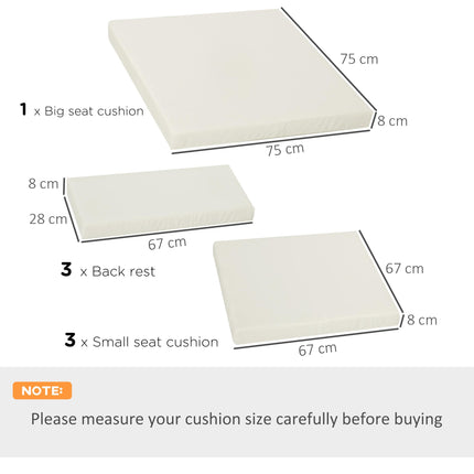 Outdoor Cushion Pad Set for Rattan Furniture, 7 Piece Garden Furniture Cushions