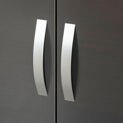 High Gloss 2 Door Wardrobe with Hanging Rod & Shelf, Anti-Tipping Design - Grey