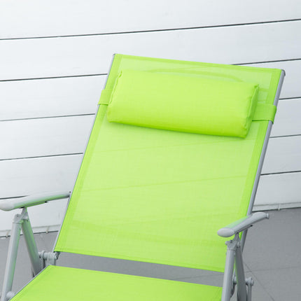 Folding Outdoor Sun Lounger with Pillow and 7 Adjustable Positions - Grey