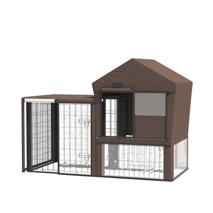 Water-Resistant Rabbit Hutch and Guinea Pig Cage Cover with Breathable Ventilation - Brown
