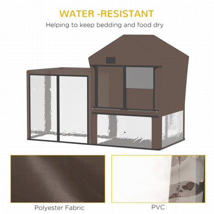 Water-Resistant Rabbit Hutch and Guinea Pig Cage Cover with Breathable Ventilation - Brown