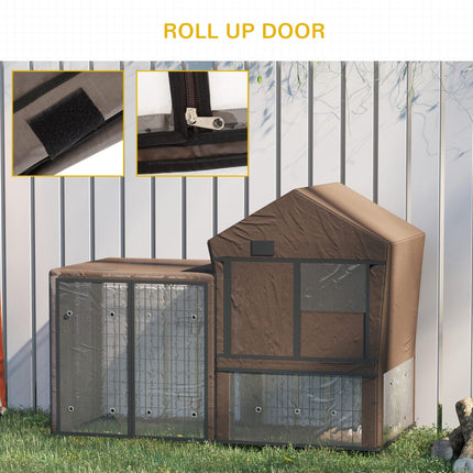 Water-Resistant Rabbit Hutch and Guinea Pig Cage Cover with Breathable Ventilation - Brown