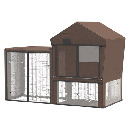 Water-Resistant Rabbit Hutch and Guinea Pig Cage Cover with Breathable Ventilation - Brown