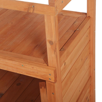 Multi-function Potting Bench Table with Storage Cabinet and Galvanized Top, 98x47x105cm - Orange