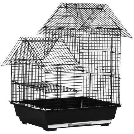 Metal Bird Cage with Stand for Small Birds Parrot Cockatiel Budgie Finch Canary - Black