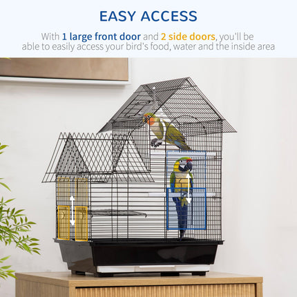 Metal Bird Cage with Stand for Small Birds Parrot Cockatiel Budgie Finch Canary - Black
