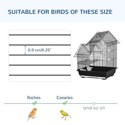 Metal Bird Cage with Stand for Small Birds Parrot Cockatiel Budgie Finch Canary - Black