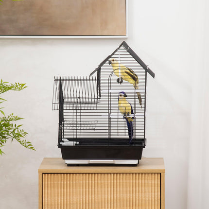 Metal Bird Cage with Stand for Small Birds Parrot Cockatiel Budgie Finch Canary - Black