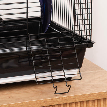 Metal Bird Cage with Stand for Small Birds Parrot Cockatiel Budgie Finch Canary - Black