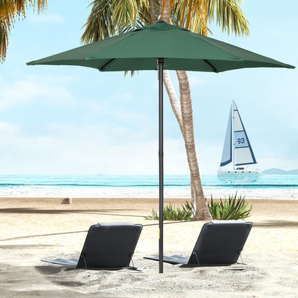 2m Patio Parasol Umbrella with 6 Ribs for Garden, Balcony, Bench - Green