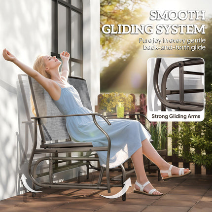 2 Seater Metal Swing Glider with Glass Table - Brown & Grey