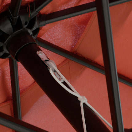 2.66m Patio Umbrella with Ruffled Canopy and Aluminium Pole - Wine Red